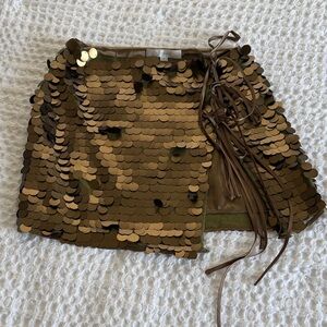 Gold Sequin Mini Skirt from Anthropologie
